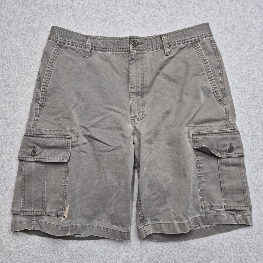 Vintage Gap Shorts Men's 36 Gray Standard Cargo Distressed 100% Cotton Y2K